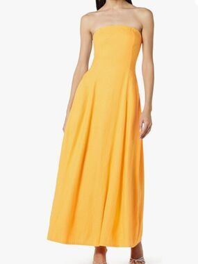 The Drop Womens Size X-Large Carlota Strapless Linen Blend Maxi Sun/Summer Dress